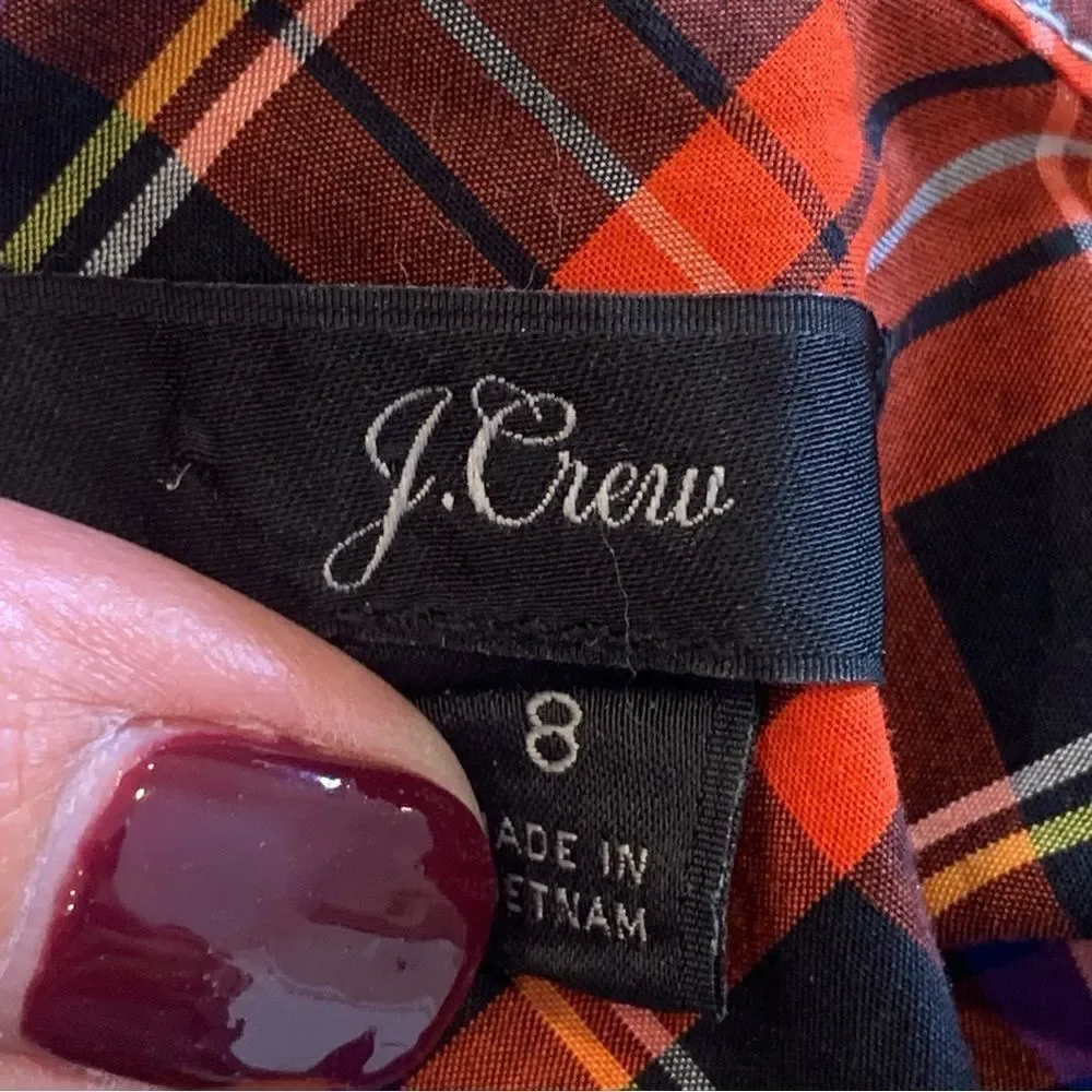 J. Crew Ruffle Plaid Sleeveless Mock Turtleneck Top Size 8